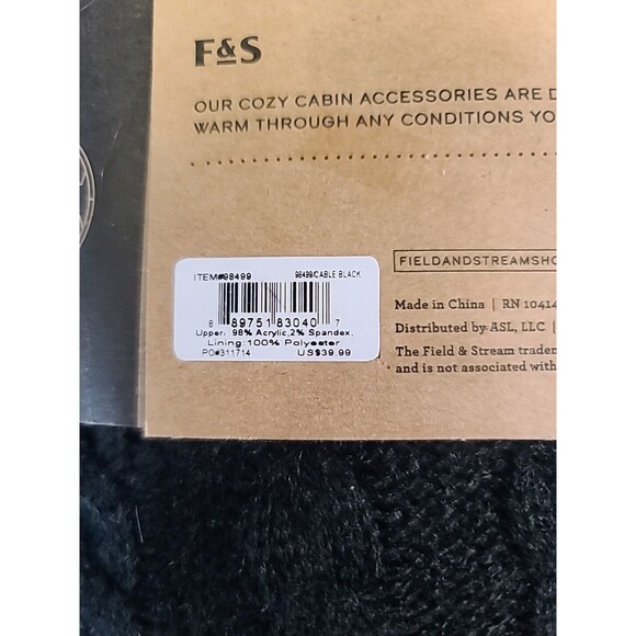 NWT Field & Stream Cozy Cabin Neck Gaiter Black OSFM NO GLOVES *GAITER ONLY* - Picture 5 of 7